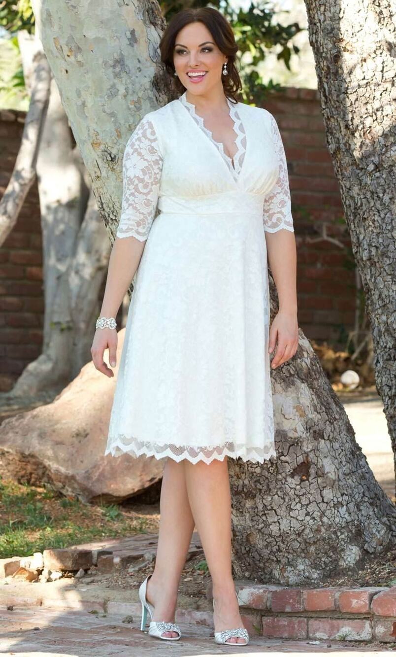 Kiyonna Dress 4X Wedding Bella Lace Style Bride White Feminine Romantic Lined